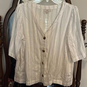 Loft white bottom down blouse